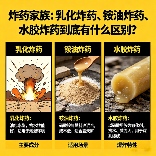 吉木乃炸药家族：乳化炸药、铵油炸药、水胶炸药到底有什么区别？